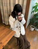 Raf Color Matching Collar quilting Padded Jumper