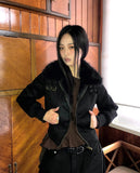 Tmin Shibori Buckle High Neck Fur Lining Short Mustang