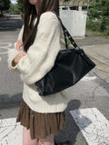 Hearts Cable Loose Fit Wool V-Neck Knit