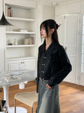 [MADE] Lawson wide collar slim crop crack leather jacket