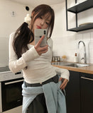 Meloni Ribbed Shirred Long Sleeve
