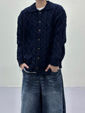 Orchid wool collar long cardigan