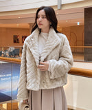 Lumare High-Neck Eco Fur Mink Short Jacket