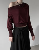 Sheer One-Shoulder Crop Sweatshirt