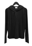 Button loose fit hooded long sleeve