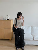 Natsume Embossed Flower Sleeveless Short Sleeve Cardigan Set