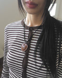 Carven Leather Heart Long Necklace