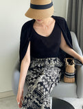 Chevin V-Neck Sleeveless Knit Cardigan Set