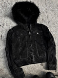 Hert Dark Pigment Washing Denim + Black Fur