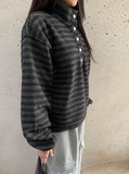 Petans Brushed High Neck Stripe Fleece Sweatshirt