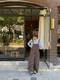 Friend Pocket Cotton Wide Overalls