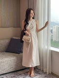Gelad Linen Side Wrap Sleeveless Long One Piece