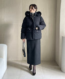 Cerny String Fur Hooded Short Padded Jumper