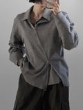 (unisex) Oblique two-way knit zip-up