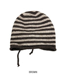 Striped Back Strap Wool Beanie