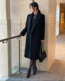 Leman Boucle Quilted Peaked Double Long Coat