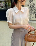 Seri Puff Collar Short Sleeve Blouse