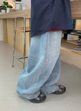 Dronghin Dart Washing Denim Wide Pants