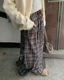 Calcori Banding Check Wide Pants