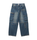Multi Pocket Washing Denim Pants