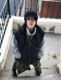 KNIT HOOD PADDING VEST
