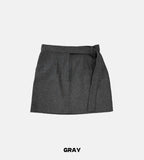 Mori Belt Wool Midi Skirt
