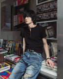 [LANARCH] Half Zip-Up Short Sleeve T-Shirt