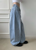 Deren Cut Washing Wide Denim Pants