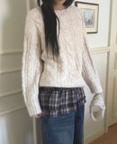 Tonk Cable Angora Loose Fit Long Sleeve Knit