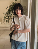 Berna Linen Collar Knit Short Sleeve T-shirt