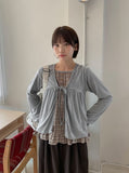 Meganne Check Frill Layered Long Sleeve Tee