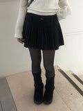 Krang Wool Pleated Mini Belt Skirt