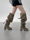 1171 Multiway Buckle Thigh High Boots (8cm)