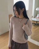 Real Wool Mute Alpaca Ribbed Long Sleeve Knit