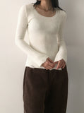 Lafen Angora Side Slit Damage Long Sleeve Knit