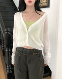 Dearly See-through Deep V-neck Cardigan