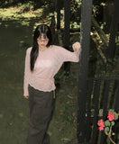 Daen Alpaca Wool Punching Frill Strap Knit