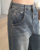 Tinta heart printing wide denim pants