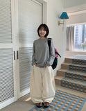 Poidin banding pocket patch wide cotton pants
