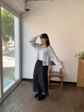 Yanpi Banding Cotton Slit Long Skirt