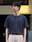 Round Henley Neck Short Sleeve T-shirts