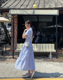 Mary Frill Stripe Shirt Long One Piece