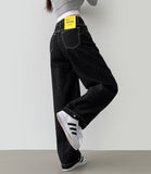 Raw Trendy Front Diagonal Cut Wide Fit Denim Pants