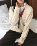 Cotic Bokashi Color Matching Half Snap Button Knit