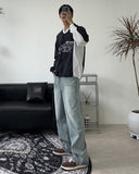 Deueddy Washing Long Wide Denim Pants