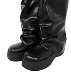 6cm Fold Wrinkle Platform Sole Long Boots