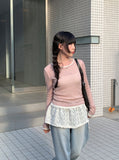 Poyu Light Blue Washing Denim Wide Pants
