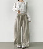Side Cut Long Balloon Wide Banding Pants