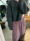 Locoi back ribbon mix color wool crop knit