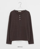 Polter Ribbed Button Round Long Sleeve T-Shirt